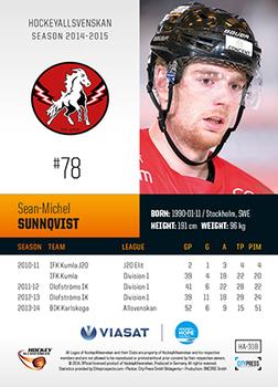 2014-15 HockeyAllsvenskan #HA-318 Sean-Michel Sunnqvist Back