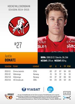 2014-15 HockeyAllsvenskan #HA-325 Justin Donati Back