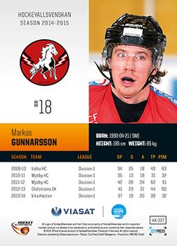2014-15 HockeyAllsvenskan #HA-327 Markus Gunnarsson Back
