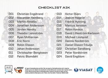 2014-15 HockeyAllsvenskan #HA-337 AIK Back