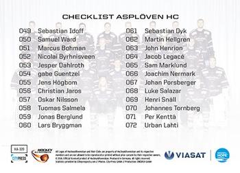 2014-15 HockeyAllsvenskan #HA-339 Asplöven HC Back