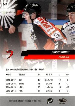 2017-18 Cardset Finland #049 Juuso Vainio Back