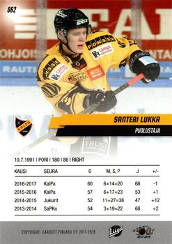 2017-18 Cardset Finland #062 Santeri Lukka Back