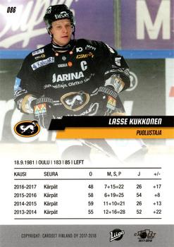 2017-18 Cardset Finland #086 Lasse Kukkonen Back