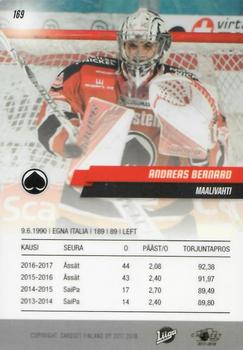 2017-18 Cardset Finland #169 Andreas Bernard Back