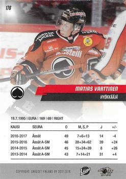 2017-18 Cardset Finland #176 Matias Varttinen Back