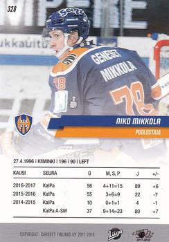 2017-18 Cardset Finland #328 Niko Mikkola Back