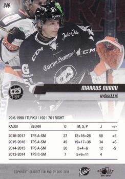 2017-18 Cardset Finland #346 Markus Nurmi Back