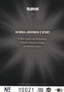 2017-18 Cardset Finland - Masks Special Edition Blue #6 Mika Järvinen Back