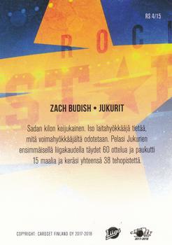 2017-18 Cardset Finland - Rockstars #RS4 Zach Budish Back
