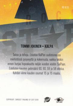2017-18 Cardset Finland - Rockstars #RS6 Tommi Jokinen Back