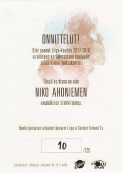 2017-18 Cardset Finland - Signature (Series One) #NNO Niko Ahoniemi Back