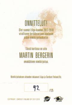 2017-18 Cardset Finland - Signature (Series One) #NNO Martin Berger Back