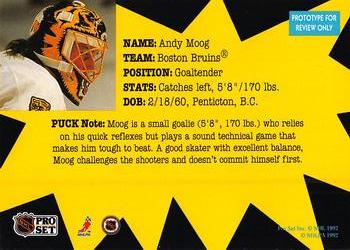 1991-92 Pro Set PUCK - Prototypes #NNO Andy Moog Back