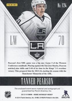 2013-14 Panini Rookie Anthology - Luxury Suite Rookie Autograph #124 Tanner Pearson Back