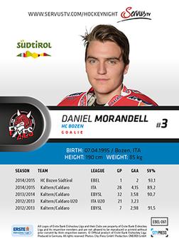2015-16 Playercards Premium (EBEL) #EBEL-061 Daniel Morandell Back
