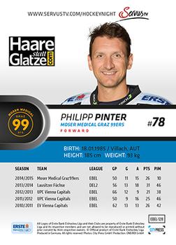 2015-16 Playercards Premium (EBEL) #EBEL-128 Philipp Pinter Back