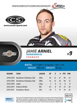 2015-16 Playercards Premium (EBEL) #EBEL-147 Jamie Arniel Back