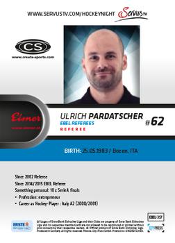 2015-16 Playercards Premium (EBEL) #EBEL-357 Ulrich Pardatscher Back