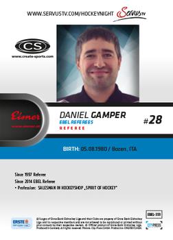 2015-16 Playercards Premium (EBEL) #EBEL-359 Daniel Gamper Back