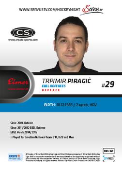 2015-16 Playercards Premium (EBEL) #EBEL-360 Trpimir Piragic Back