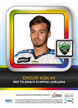 2015-16 Playercards Premium (EBEL) - Frozen Forces #EBEL-FF12 Gregor Koblar Back