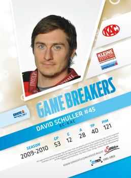 2010-11 Erste Bank Eishockey Liga - Game Breakers #EBEL-GB03 David Schuller Back