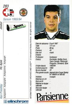 1993-94 Sport Swiss HNL #283 Ken Priestlay Back