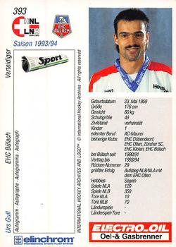 1993-94 Sport Swiss HNL #393 Urs Gull Back