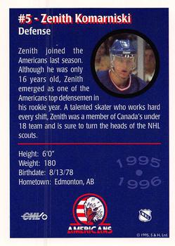 1995-96 Tri-City Americans (WHL) #NNO Zenith Komarniski Back