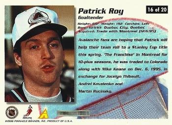 1995-96 NHL / NHLPA Cool Trade #16 Patrick Roy Back
