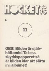 1974-75 Williams Hockey (Swedish) #11 Jiri Bubla Back