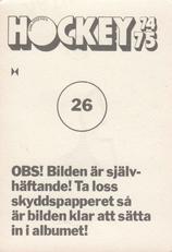1974-75 Williams Hockey (Swedish) #26 Ulf Nilsson Back