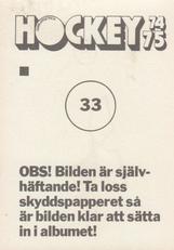 1974-75 Williams Hockey (Swedish) #33 Esa Peltonen Back