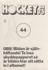 1974-75 Williams Hockey (Swedish) #44 Valentin Kozin Back