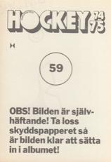 1974-75 Williams Hockey (Swedish) #59 Alexander Bodunov Back