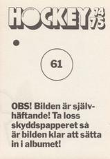 1974-75 Williams Hockey (Swedish) #61 Igor Dmitriyev Back