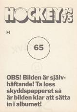 1974-75 Williams Hockey (Swedish) #65 Yevgeni Kukharzh Back