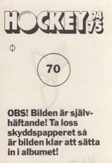 1974-75 Williams Hockey (Swedish) #70 Valerijs Odincovs Back