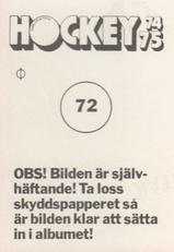 1974-75 Williams Hockey (Swedish) #72 Andris Hendelis Back