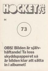1974-75 Williams Hockey (Swedish) #73 Alexander Sokolovsky Back