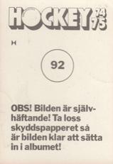1974-75 Williams Hockey (Swedish) #92 Vladimir Smagin Back