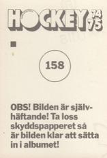 1974-75 Williams Hockey (Swedish) #158 Tommy Andersson Back