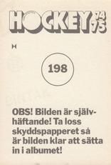 1974-75 Williams Hockey (Swedish) #198 Stig Östling Back