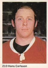 1974-75 Williams Hockey (Swedish) #210 Hans Carlsson Front