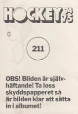 1974-75 Williams Hockey (Swedish) #211 Hakan Dahllof Back