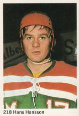 1974-75 Williams Hockey (Swedish) #218 Hans Hansson Front
