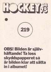 1974-75 Williams Hockey (Swedish) #219 Anders Hedberg Back
