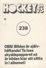 1974-75 Williams Hockey (Swedish) #238 Kjell Landstrom Back