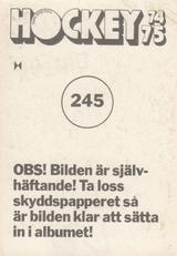 1974-75 Williams Hockey (Swedish) #245 Christer Lundberg Back